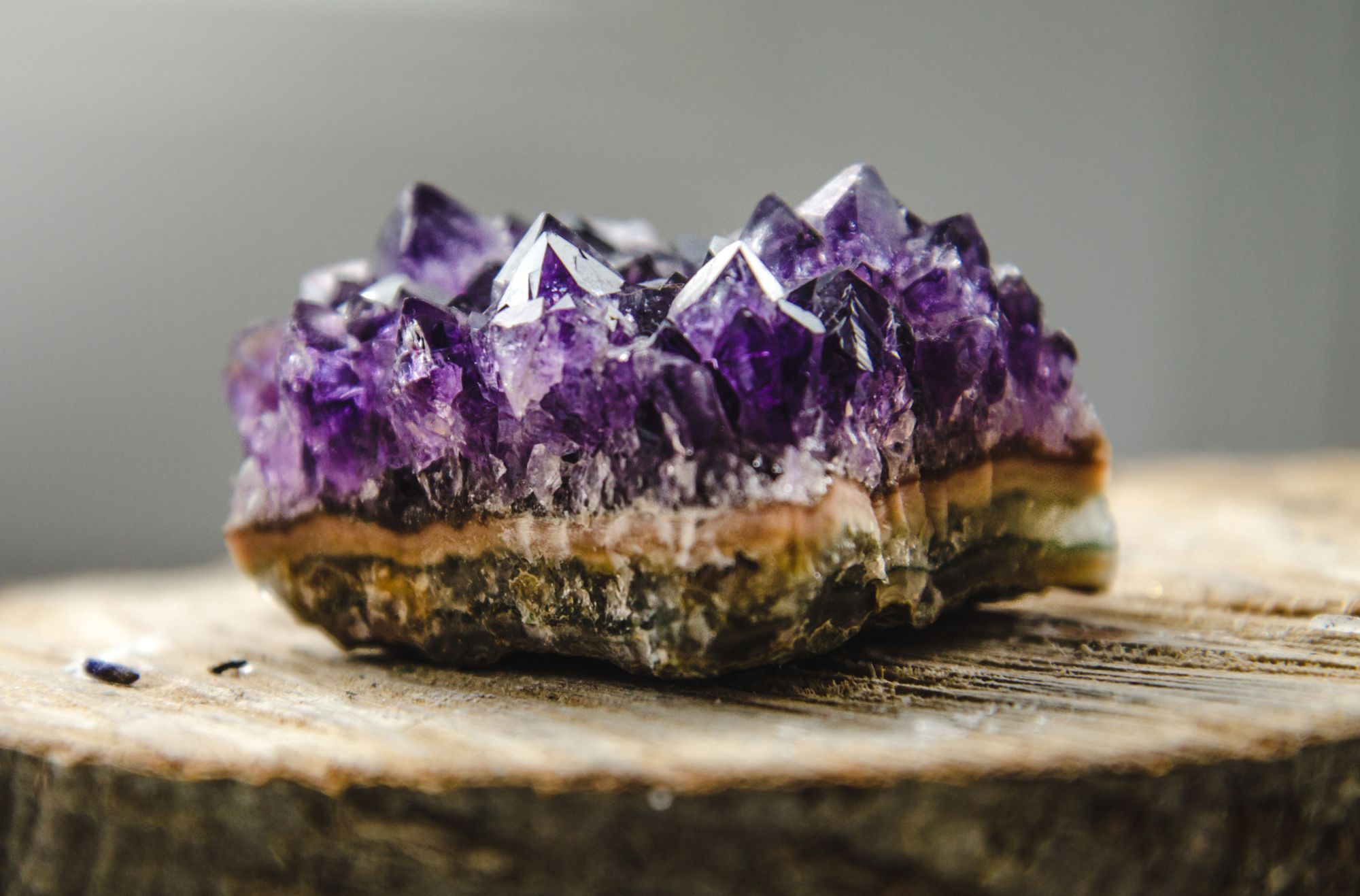 Holistic Divinity - header - Amethyst on wooden round slab