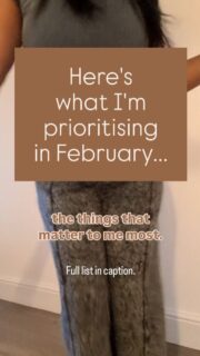 𝗪𝗵𝗮𝘁 𝗜’𝗺 𝗽𝗿𝗶𝗼𝗿𝗶𝘁𝗶𝘀𝗶𝗻𝗴 𝗶𝗻 𝗙𝗲𝗯𝗿𝘂𝗮𝗿𝘆...  𝗟𝗶𝘀𝘁𝗲𝗻𝗶𝗻𝗴 𝘁𝗼 𝗺𝘆 𝗯𝗼𝗱𝘆 ✅
Actively checking in with my body to feel where I’m at each day.  𝗠𝗼𝘃𝗶𝗻𝗴 𝗺𝘆 𝗯𝗼𝗱𝘆 𝗱𝗮𝗶𝗹𝘆 ✅
Some days stretching, some days a short work, but most days just dancing around to music that I love.  𝗞𝗲𝗲𝗽𝗶𝗻𝗴 𝗺𝘆 𝗴𝗼𝗮𝗹𝘀 𝗶𝗻 𝗺𝗶𝗻𝗱 ✅
Showing up the best I can and keeping momentum, without pressure or judgement.  𝗠𝗮𝗸𝗶𝗻𝗴 𝘁𝗶𝗺𝗲 𝗳𝗼𝗿 𝘁𝗵𝗲 𝗽𝗲𝗼𝗽𝗹𝗲 𝘄𝗵𝗼 𝗺𝗮𝘁𝘁𝗲𝗿 ✅
Time with people who truly lift me up is a special kind of medicine.  𝗘𝗮𝘁𝗶𝗻𝗴 𝗳𝗼𝗼𝗱 𝘁𝗵𝗮𝘁 𝗳𝗲𝗲𝗹𝘀 𝗮𝗻𝗱 𝘁𝗮𝘀𝘁𝗲𝘀 𝗴𝗼𝗼𝗱 ✅
I love food, so my meals need to be nourishing, satisfying and something that I genuinely look forward to.  𝗘𝗺𝗯𝗿𝗮𝗰𝗶𝗻𝗴 𝗿𝗲𝘀𝘁 ✅
Giving myself permission to rest without guilt. I don’t need to find ways to be productive whilst I’m resting.  𝗙𝗲𝗯𝗿𝘂𝗮𝗿𝘆 𝗳𝗲𝗲𝗹𝘀 𝗹𝗶𝗸𝗲 𝗮 𝗺𝗼𝗻𝘁𝗵 𝘁𝗼 𝗳𝗶𝗻𝗱 𝗯𝗮𝗹𝗮𝗻𝗰𝗲 𝗯𝗲𝘁𝘄𝗲𝗲𝗻 𝗶𝗻𝘁𝗲𝗻𝘁𝗶𝗼𝗻 𝗮𝗻𝗱 𝗲𝗮𝘀𝗲. 💚  𝗧𝗼 𝗹𝗶𝘀𝘁𝗲𝗻, 𝘁𝗼 𝗺𝗼𝘃𝗲, 𝘁𝗼 𝗰𝗼𝗻𝗻𝗲𝗰𝘁, 𝗮𝗻𝗱 𝘁𝗼 𝗲𝗻𝗷𝗼𝘆 𝘁𝗵𝗲 𝗹𝗶𝘁𝘁𝗹𝗲 𝘁𝗵𝗶𝗻𝗴𝘀 𝗮𝗹𝗼𝗻𝗴 𝘁𝗵𝗲 𝘄𝗮𝘆.  𝙒𝙝𝙤’𝙨 𝙟𝙤𝙞𝙣𝙞𝙣𝙜 𝙢𝙚?! 👀👋🏾  #reallifewellness #moveyourbodydaily #dailycheckin #holisticwellbeing #wellnessgoals